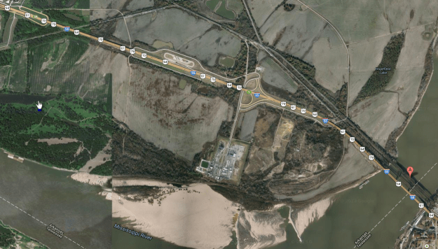 Map of the route described on this page, from highway 70 loop at top left, to Crump Park at lower right