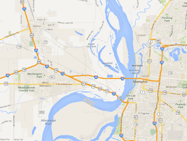 Mississippi River Crossings near Memphis